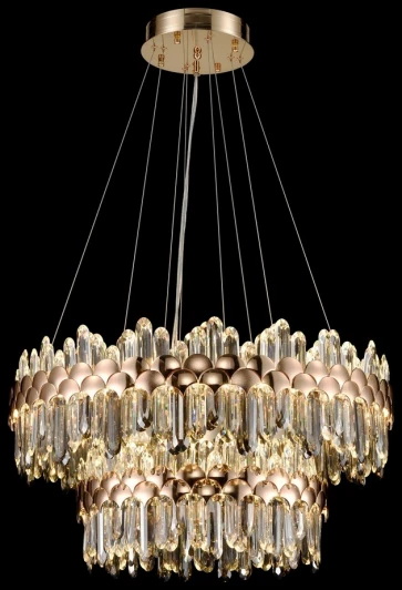 WE104.03.323 Подвесная люстра ярусная большая Wertmark Debora WE104.03.323 (LED, 220V, хрусталь, пульт управления, на тросе)