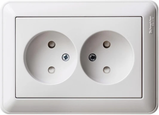 RS16-254-18 Розетка встраиваемая двойная без заземления со шторками (белый) Systeme Electric RS16-254-18