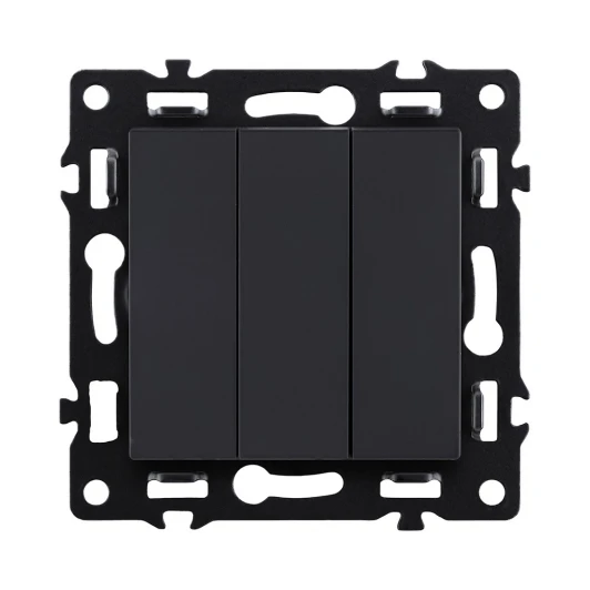 AS-710BK Выключатель трехклавишный (черный) Kollinger Asthetik AS-710BK