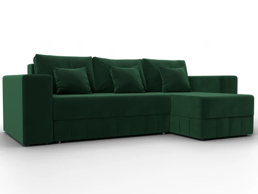 129842 Диван угловой Лига-076 угол универсальный (ДСП/Пластик/Велюр/Зеленый) Лига Диванов 129842