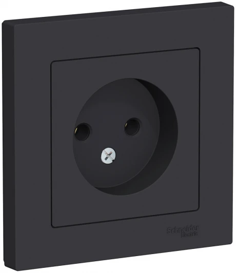 ATN001040 Розетка встраиваемая без заземления (карбон) Systeme Electric AtlasDesign ATN001040