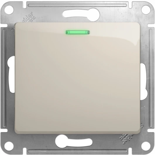 GSL000913 Выключатель встраиваемый одноклавишный с подсветкой (молочный) Systeme Electric Glossa GSL000913