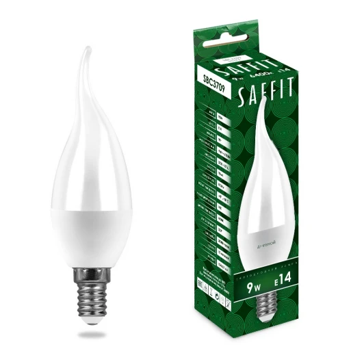 55173 Лампа светодиодная Saffit SBC3709 55173 Свеча на ветру E14 9W 230V 6400K