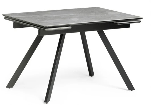 530828 Керамический стол Woodville Габбро 120х80х76 серый мрамор / черный 530828