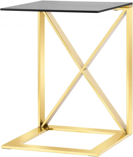УТ000004651 Журнальный стол Stool Group 40*40 КРОСС золото стекло smoke УТ000004651