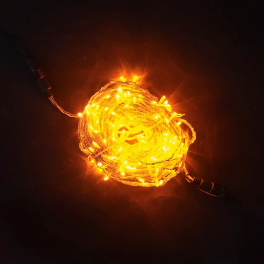 EST200-3W10-1OR Гирлянда Нить 20м Оранжевая с Возможностью Управления 24В, 200 LED, Провод Прозрачный Силикон, IP65