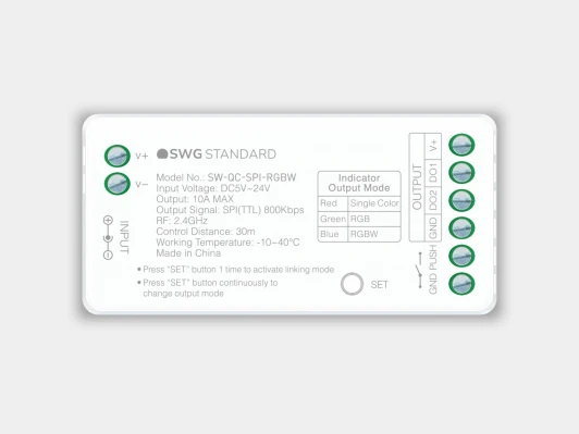 SW-QC-SPI-RGBW Контроллер универсальный SPI 3 в 1 MONO/RGB/RGBW SWG Quick Control SW-QC-SPI-RGBW
