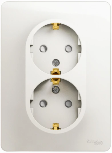 GSL000626 Розетка встраиваемая двойная с заземлением и шторками (перламутровый) Systeme Electric Glossa GSL000626