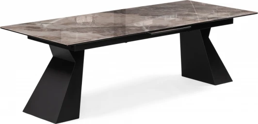 588035 Кухонный стол Woodville Денхольм 240(290)х100х75 каталония / черный (Стекло) арт.588035