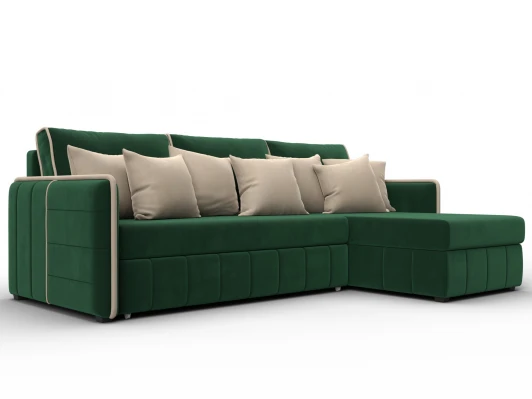 130988 Диван угловой Лига-078 угол универсальный (ДСП/Пластик/Велюр/Зеленый,Бежевый) Лига Диванов 130988