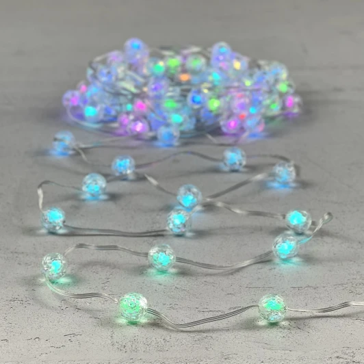 MBSmart100-10-5RGB Гирлянда Шарики Смарт 10м разноцветная с управлением 5В, 100 LED, провод прозрачный ПВХ, IP44 Laitcom MBSmart100-10-5RGB