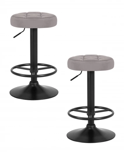 LM-5008-N_B-M_V-MJ9-75 Набор 2 шт табурет барный DOBRIN BRUNO BLACK (серый велюр (MJ9-75))