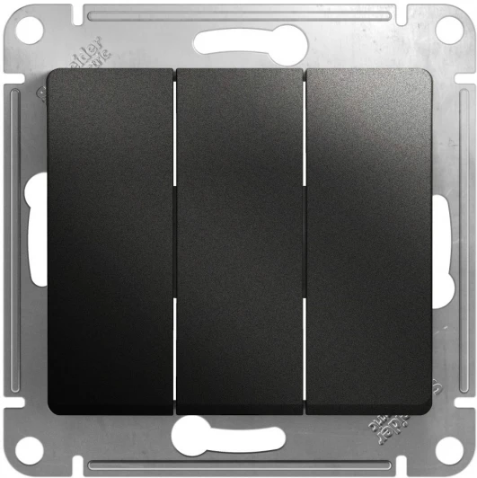 GSL000731 Выключатель встраиваемый трехклавишный (антрацит) Systeme Electric Glossa GSL000731