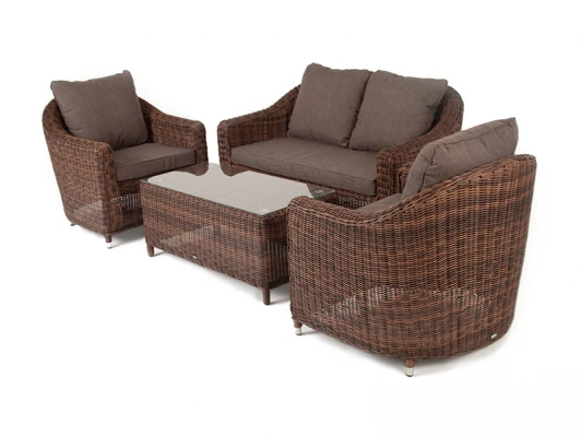 KPS2C2TJ-4-SET brown Лаунж-зона из искусственного ротанга, цвет коричневый 4SIS Кон Панна KPS2C2TJ-4-SET brown