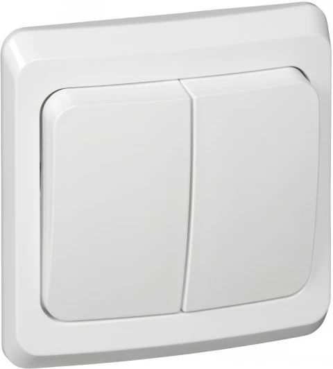 BC10-002B Выключатель встраиваемый двухклавишный (белый) Systeme Electric Этюд BC10-002B