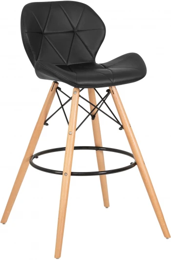 302B-LMZL BUTTERFLY BAR, цвет сиденья черный, цвет основания светлый бук Стул барный BUTTERFLY BAR (ножки светлый бук, цвет чёрный)