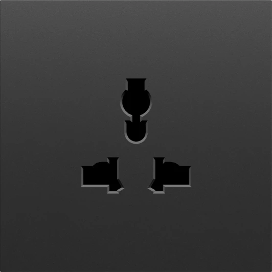 DS11657 Накладка для розетки мультистандарт, со шторками 16A 250 В~, черный графит Donel S08 DS11657