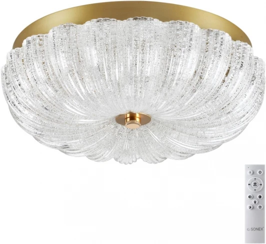 7719/36L Потолочный светильник круглый Sonex Tesoro 7719/36L металл/стекло/прозрачный/золотой LED 36Вт 3000-6500K D300 IP20 пульт ДУ (220V, круглые)