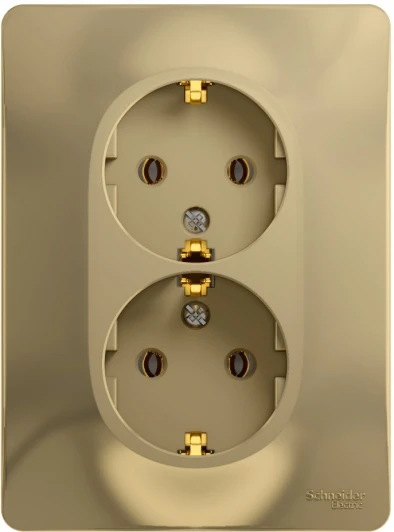 GSL000424 Розетка встраиваемая двойная с заземлением (титан) Systeme Electric Glossa GSL000424