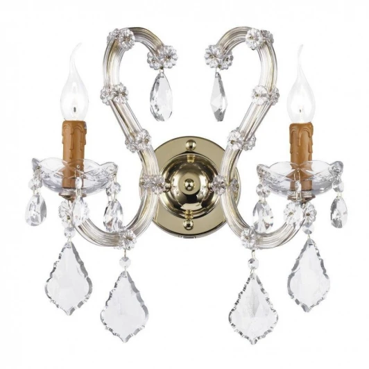 Galliano E 2.1.2.600 G Бра Dio D'Arte Galliano E 2.1.2.600 G (220V, хрусталь, подвески, подсвечник, свеча)