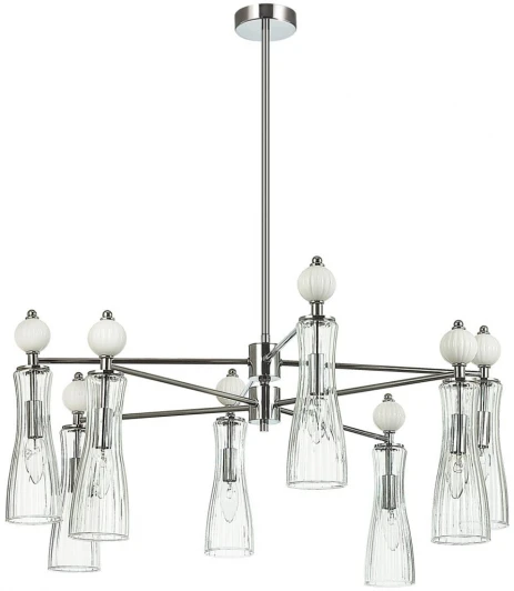 8268/8 Потолочная люстра на штанге Lumion Emily 8268/8 хром/белый/прозрачный, металл/керамика/стекло Е14 8*40W 220V