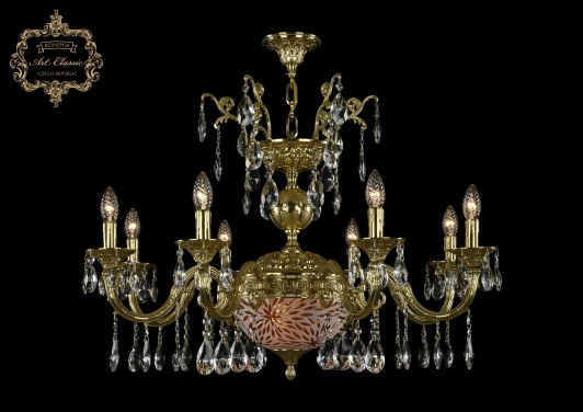 31.29.8.CK250SP.250GL.G.Sp.Amber.White.1A Подвесная люстра с хрустальными подвесками Art Classic 31.29 31.29.8.CK250SP.250GL.G.Sp.Amber.White.1A