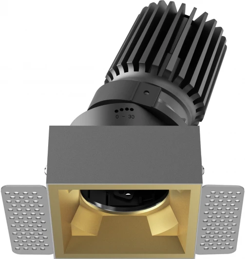 12130105 Точечный встраиваемый светодиодный светильник, квадратная рамка, золотой отражатель Fiberli Mr1215 12130105