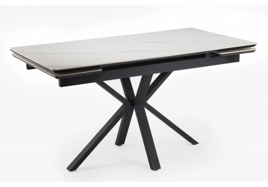 622891 Кухонный стол Notta Старлайт 140(200)х80 snow alpin white / черный