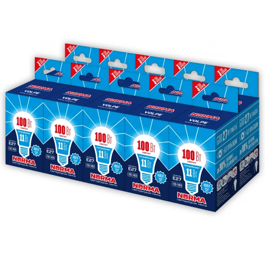 LED-A60-11W/NW/E27/FR/NR Набор из 10штук 2 Лампа светодиодная Volpe Norma LED-A60-11W/NW/E27/FR/NR Набор из 10штук 2 матовая белый свет 4000K