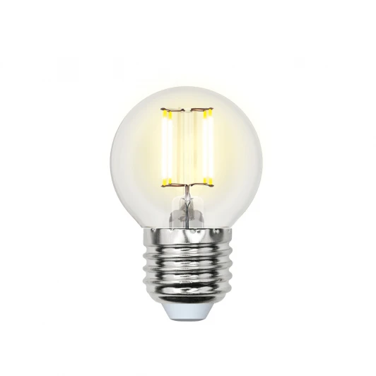 LED-G45-6W/WW/E27/CL GLA01TR картон Лампочка светодиодная шар прозрачная E27 6W 3000K Uniel LED-G45-6W/WW/E27/CL GLA01TR
