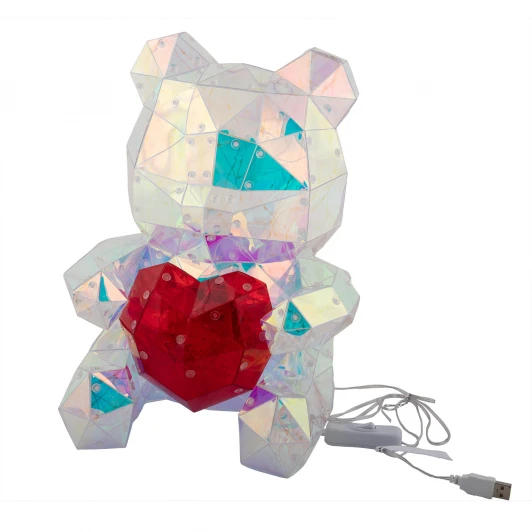 ULD-R508 USB BEAR WITH HEART Светильник декоративный «Мишка с сердцем», с USB проводом. 200 светодиодов, цвет корпуса радужный Uniel ULD-R508 USB BEAR WITH HEART