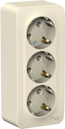 BLNRA010312 Розетка накладная тройная с заземлением (молочный) Systeme Electric Blanca BLNRA010312