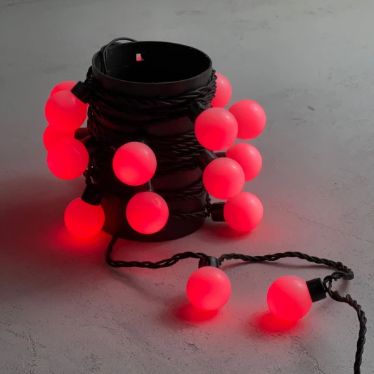 HB20-1-2R Гирлянда «Шарики» 5м Красная 220В, 20 LED, провод черный каучук, IP65 Laitcom HB20-1-2R