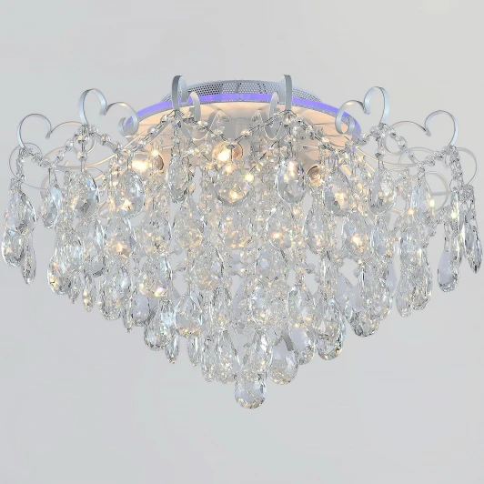 04024-0.3-07 WH+SILVER PN+RGB Потолочная люстра RGB хрустальная с пультом Reluce 04024-0.3-07 WH+SILVER PN+RGB (220V)