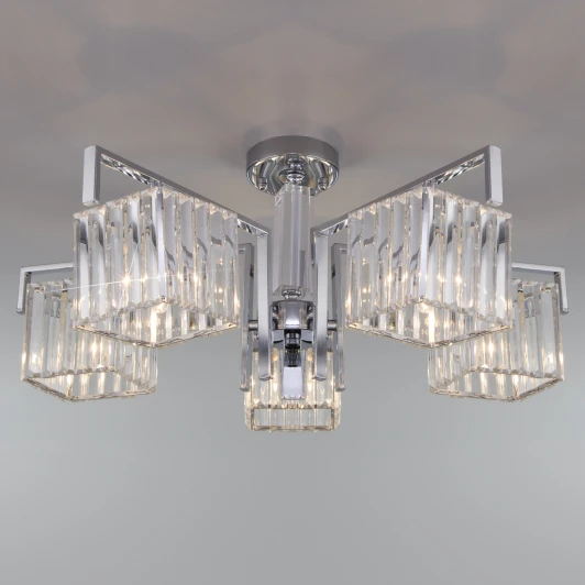 10117/5 хром Потолочная люстра Eurosvet April 10117/5 хром/прозрачный хрусталь Strotskis