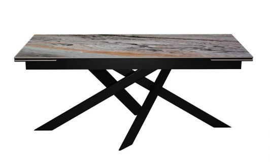 00-00081528 Стол DikLine EKX180, Керамика Venetian Brown Light глянец (К4), опоры черные (2 уп.) 00-00081528