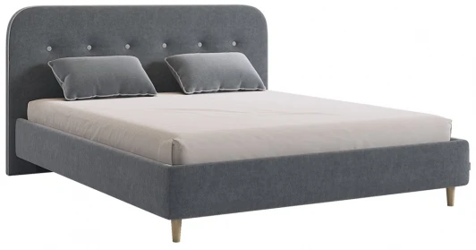 KM1.6-19.2346 Кровать с основанием Лео 160х200 см Mebelson (ЛДСП,Ткань,Велюр/Графит,Серый) арт.KM1.6-19.2346