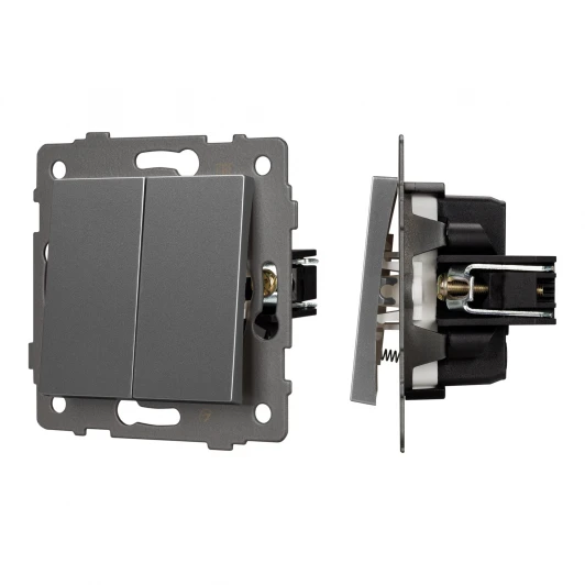 049885 Механизм выключателя двухклавишный самовозвратный SWT-MKR2-PL-GR-V (250V, 10A) (Arlight) 049885