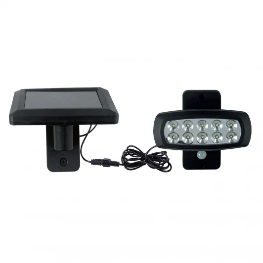 078-008-0001 Прожектор уличный светодиодный с датчиком движения и солнечной батареей Horoz Wizard, черный, 2W, IP44, 6400K