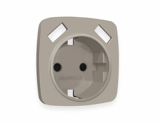 OP3690 Лицевая панель Ambrella Volt OMEGA (Серо-бежевый матовый) для электрической розетки с/з со шторками 2USB A+A QUANT OP3690