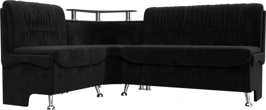 126114L Диван кухонный угловой Сидней левый угол (Черный/Велюр) Лига Диванов арт.126114L