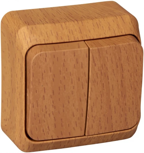 BA10-002T Выключатель накладной двухклавишный (бук) Systeme Electric BA10-002T