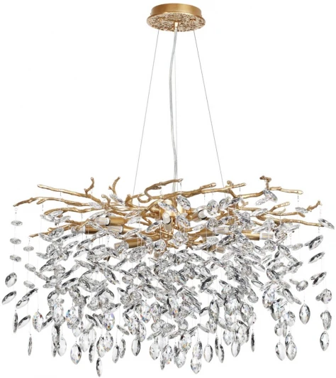 4969/10 Подвесная люстра Odeon Light Delica 4969/10 HALL античн.бронза/алюмин./хрусталь G9 10*40W (220V, на тросе, лепестки, ветки)