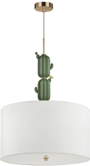5425/3 Подвесной светильник Odeon Light Cactus 5425/3 золотой/зеленый/белый/металл/керамика/ткань E27 3*60W (220V, на проводе, круглые)