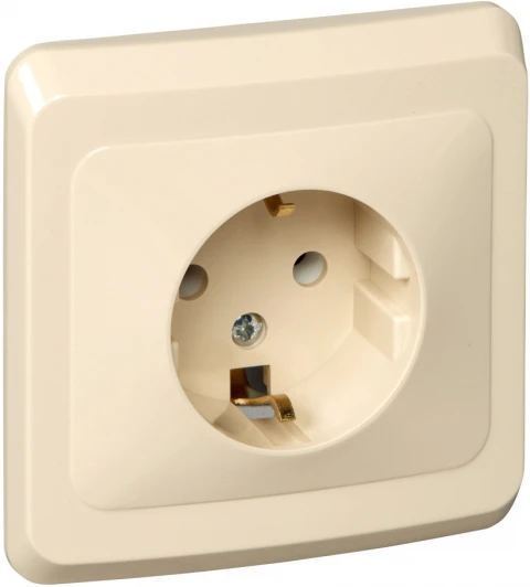 PC16-003K Розетка встраиваемая с заземлением (кремовый) Systeme Electric Этюд PC16-003K