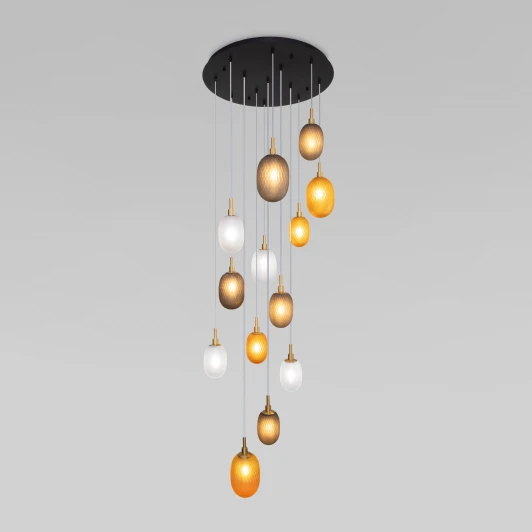 50266 дымчатый/прозрачный/янтарный Подвесной светильник Wi-Fi каскадный Eurosvet Pineapple 50266 дымчатый/прозрачный/янтарный (220V, управление смартфоном, голосовое управление, умный дом - Minimir Home, Алиса, Маруся, Салют, на проводе)