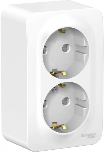 BLNRA011201 Розетка накладная двойная с заземлением и шторками (белый) Systeme Electric Blanca BLNRA011201