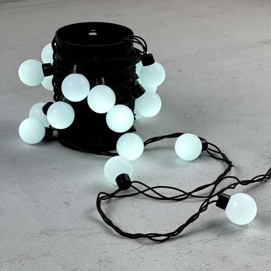 HB20-1-2W Гирлянда «Шарики» 5м белая 220В, 20 LED, провод черный каучук, IP65 Laitcom HB20-1-2W
