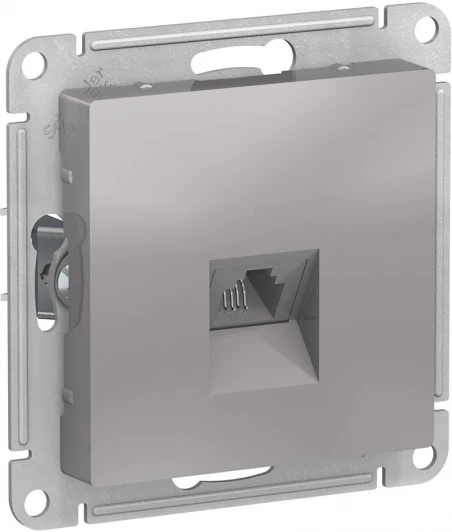 ATN000381 Телефонная розетка встраиваемая RJ-11 (алюминий) Systeme Electric AtlasDesign ATN000381