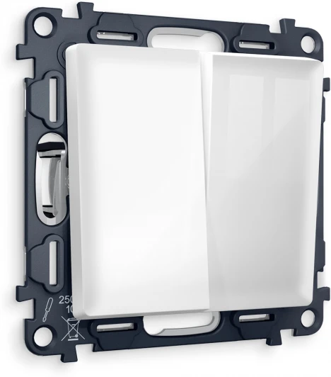 MA103020 Комплект механизма Ambrella Volt 2-клавишного проходного выключателя ALFA MA103020 Белый глянец QUANT